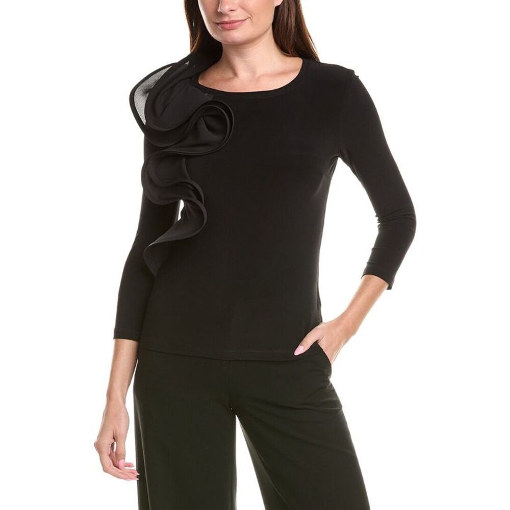 Joseph Ribkoff Womens  Ruffle Top, Black